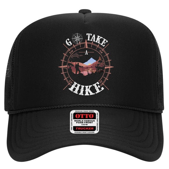 Go Take A Hike Hiking Camping Lovers Funny Outdoors High Crown Mesh Back Trucker Hat