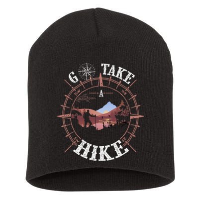 Go Take A Hike Hiking Camping Lovers Funny Outdoors Short Acrylic Beanie