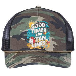 Good Times And Tan Linesv Retro Rope Trucker Hat Cap