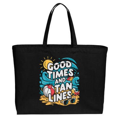 Good Times And Tan Linesv Cotton Canvas Jumbo Tote