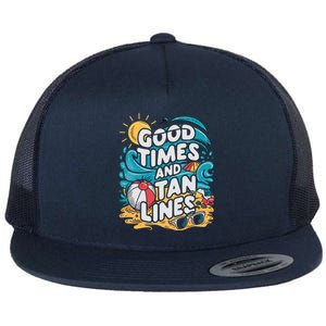 Good Times And Tan Linesv Flat Bill Trucker Hat