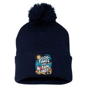 Good Times And Tan Linesv Pom Pom 12in Knit Beanie