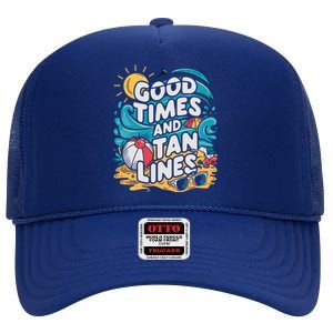 Good Times And Tan Linesv High Crown Mesh Back Trucker Hat