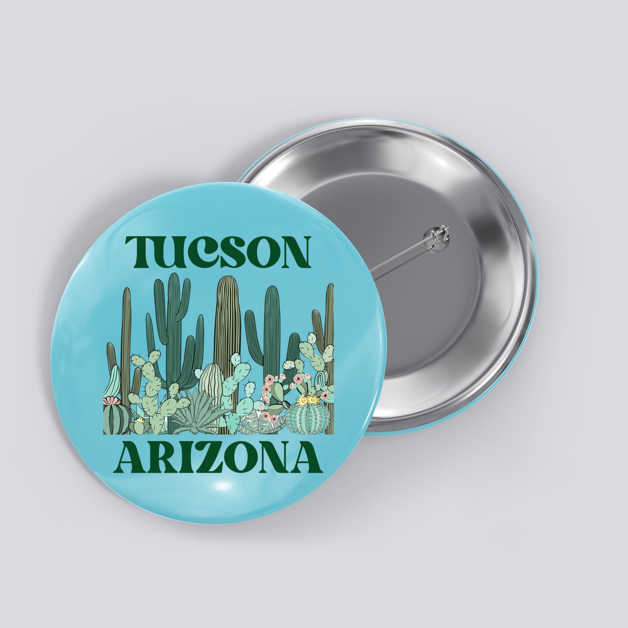 Green Tucson Arizona Cactus Great Gift Button