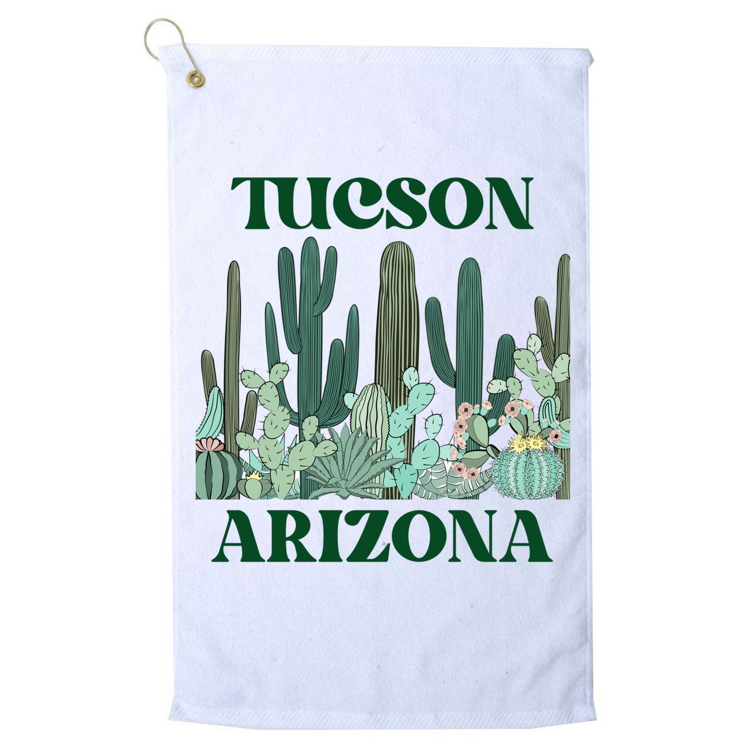 Green Tucson Arizona Cactus Great Gift Golf Towel
