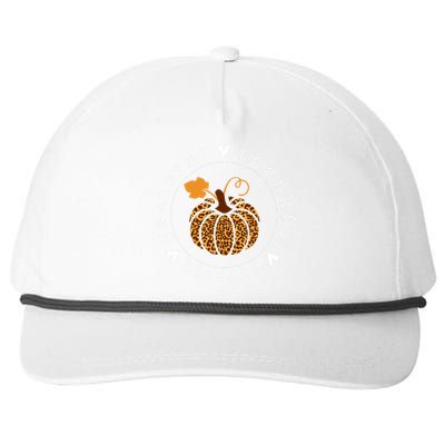 Grateful Thankful And Blessed Leopard Pumpkin Thanksgiving Snapback Five-Panel Rope Hat