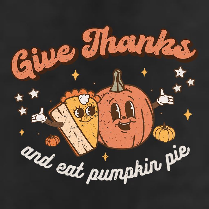Give Thanks And Eat Pumpkin Pie Retro Thanksgiving Matching Gift 7 Panel Mesh Trucker Snapback Hat