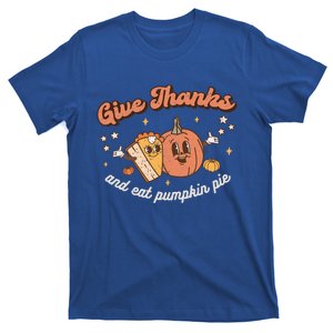 Give Thanks And Eat Pumpkin Pie Retro Thanksgiving Matching Gift T-Shirt