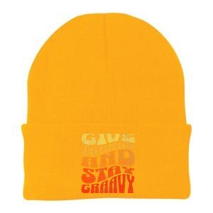 Give thanks and stay gravy retro groovy Thanksgiving Knit Cap Winter Beanie