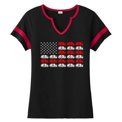 Garbage Trump American Flag Vote Trump Ladies Halftime Notch Neck Tee