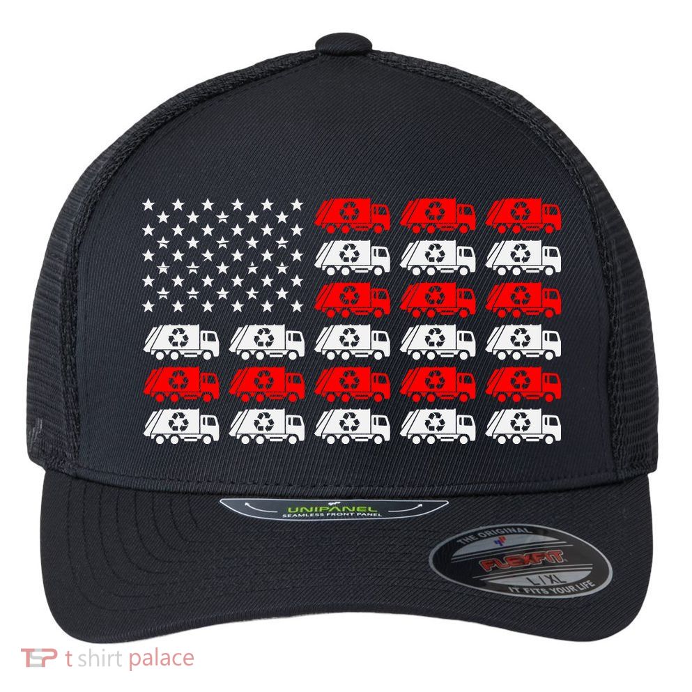 Garbage Trump American Flag Vote Trump Flexfit Unipanel Trucker Cap