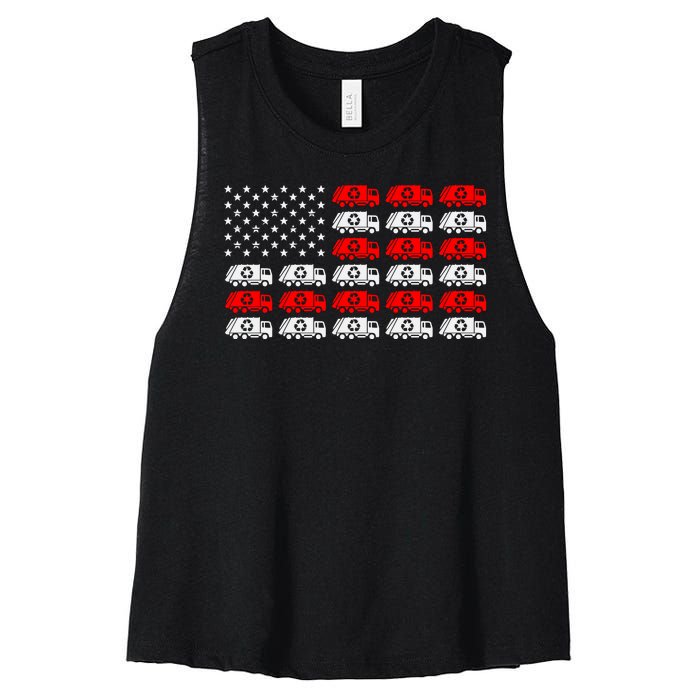 Garbage Trump American Flag Vote Trump Women's Racerback Cropped Tank