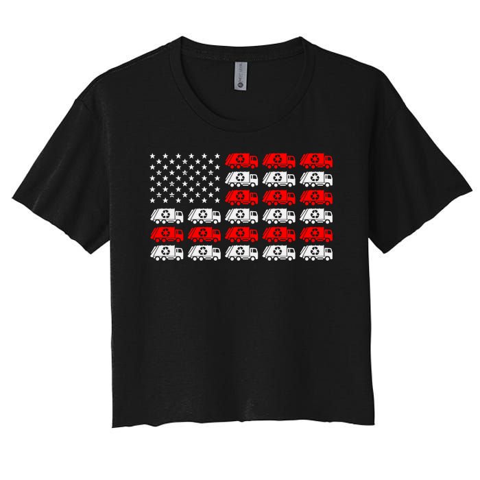 Garbage Trump American Flag Vote Trump Women's Crop Top Tee