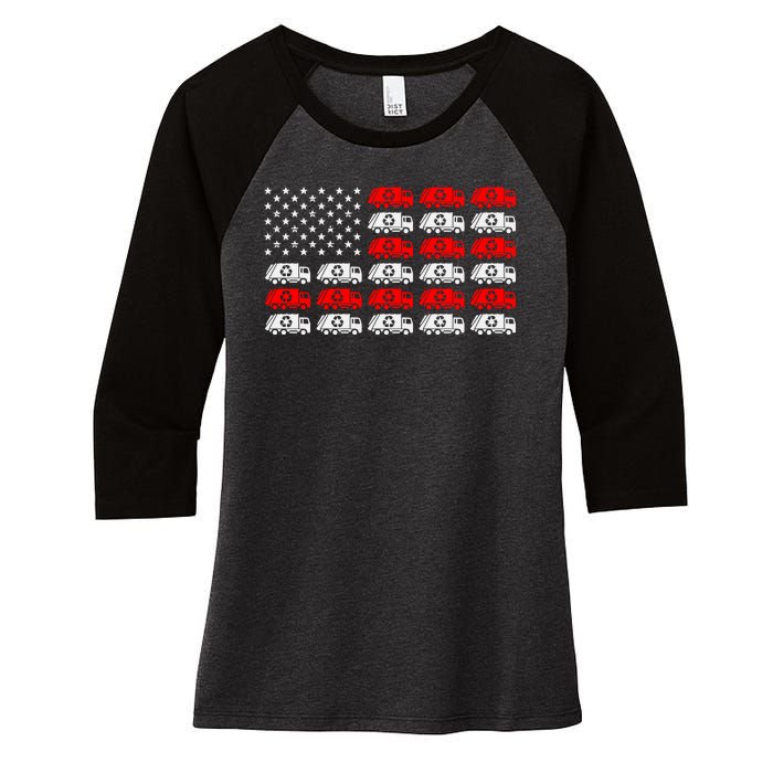 Garbage Trump American Flag Vote Trump Women's Tri-Blend 3/4-Sleeve Raglan Shirt