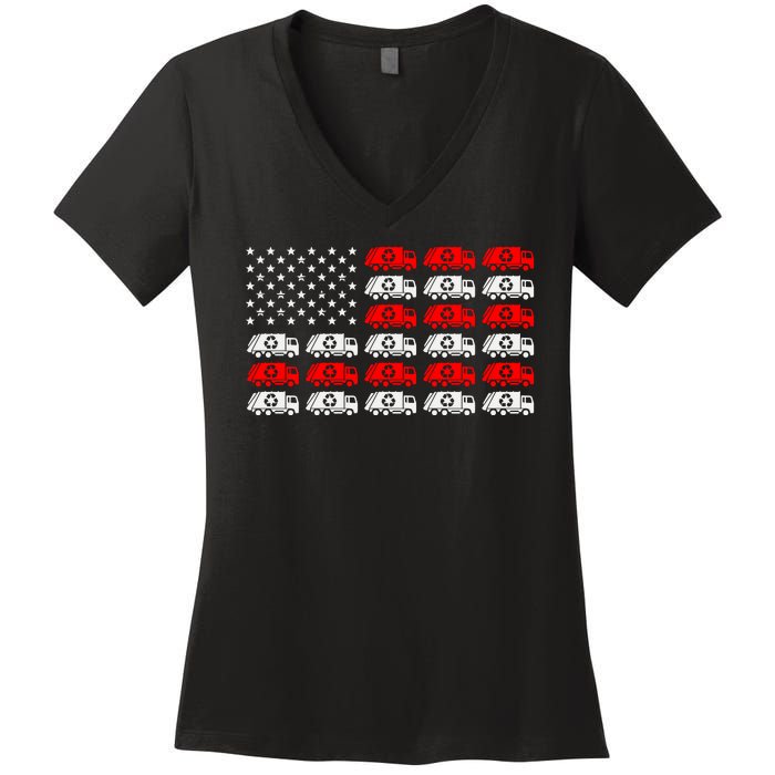 Garbage Trump American Flag Vote Trump Women's V-Neck T-Shirt