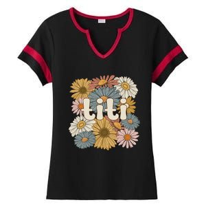 Groovy Titi Auntie Flowers Cute Titi Aunt Gift Ladies Halftime Notch Neck Tee