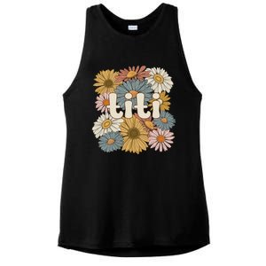 Groovy Titi Auntie Flowers Cute Titi Aunt Gift Ladies PosiCharge Tri-Blend Wicking Tank