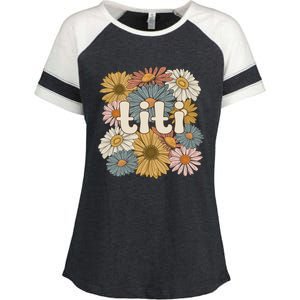 Groovy Titi Auntie Flowers Cute Titi Aunt Gift Enza Ladies Jersey Colorblock Tee