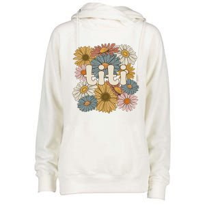 Groovy Titi Auntie Flowers Cute Titi Aunt Gift Womens Funnel Neck Pullover Hood