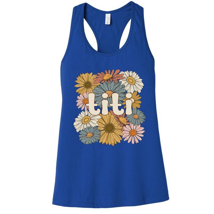 Groovy Titi Auntie Flowers Cute Titi Aunt Gift Women's Racerback Tank