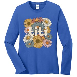 Groovy Titi Auntie Flowers Cute Titi Aunt Gift Ladies Long Sleeve Shirt