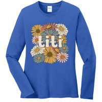 Groovy Titi Auntie Flowers Cute Titi Aunt Gift Ladies Long Sleeve Shirt