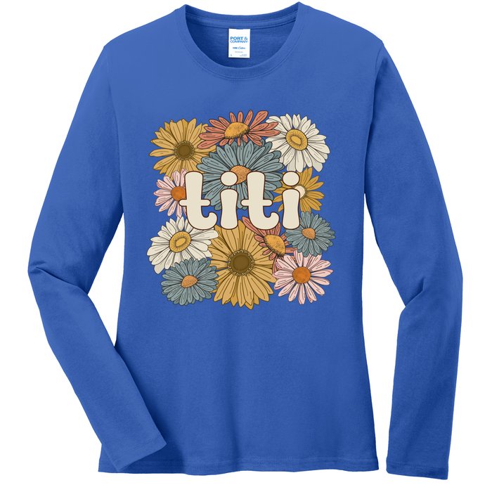 Groovy Titi Auntie Flowers Cute Titi Aunt Gift Ladies Long Sleeve Shirt