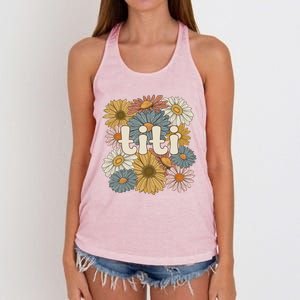 Groovy Titi Auntie Flowers Cute Titi Aunt Gift Women's Knotted Racerback Tank