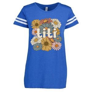 Groovy Titi Auntie Flowers Cute Titi Aunt Gift Enza Ladies Jersey Football T-Shirt