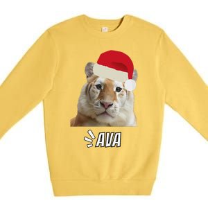 Golden Tiger Ava Chiang Mai Xmas Hat Wildlife Beauty Funny Premium Crewneck Sweatshirt