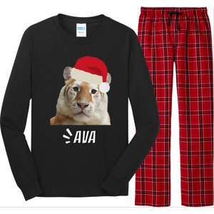 Golden Tiger Ava Chiang Mai Xmas Hat Wildlife Beauty Funny Long Sleeve Pajama Set