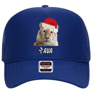 Golden Tiger Ava Chiang Mai Xmas Hat Wildlife Beauty Funny High Crown Mesh Back Trucker Hat