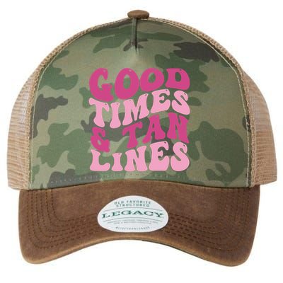 Good Times And Tan Lines Summer Groovy Legacy Tie Dye Trucker Hat
