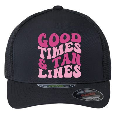 Good Times And Tan Lines Summer Groovy Flexfit Unipanel Trucker Cap