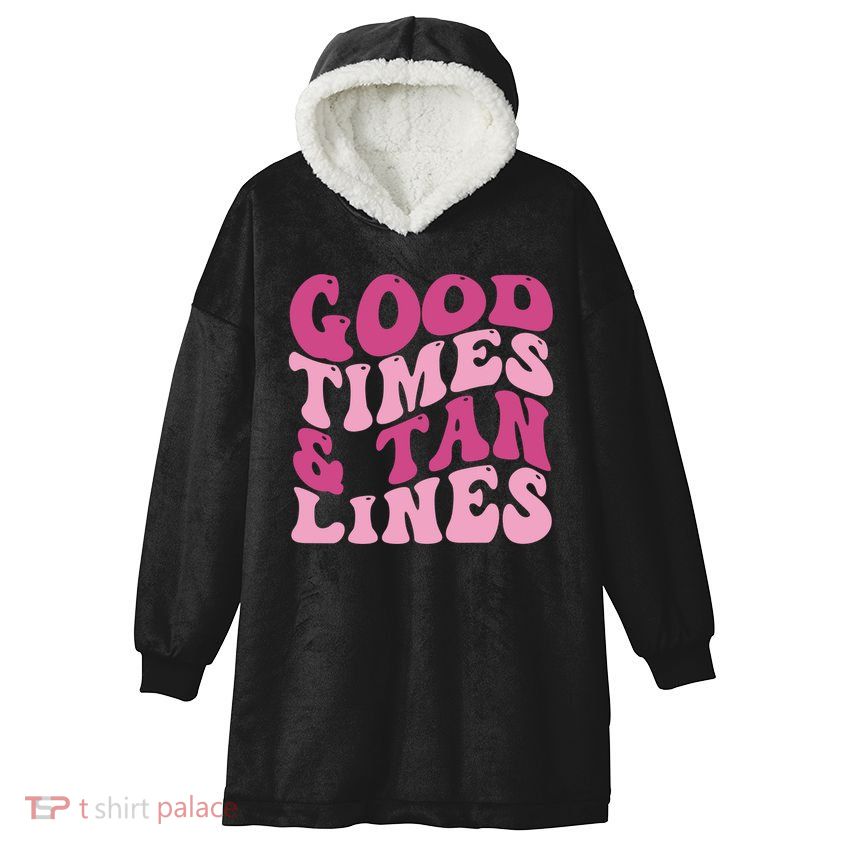 Good Times And Tan Lines Summer Groovy Hooded Wearable Blanket