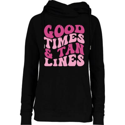 Good Times And Tan Lines Summer Groovy Womens Funnel Neck Pullover Hood