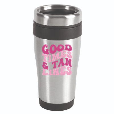 Good Times And Tan Lines Summer Groovy 16oz Travel Tumbler