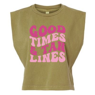 Good Times And Tan Lines Summer Groovy Garment-Dyed Women's Muscle Tee