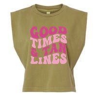 Good Times And Tan Lines Summer Groovy Garment-Dyed Women's Muscle Tee