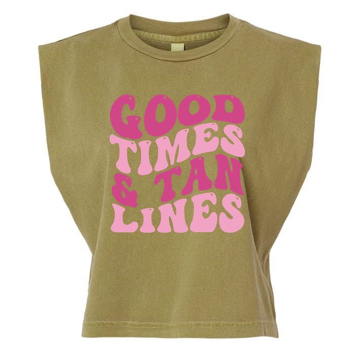Good Times And Tan Lines Summer Groovy Garment-Dyed Women's Muscle Tee