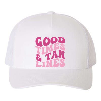 Good Times And Tan Lines Summer Groovy Yupoong Adult 5-Panel Trucker Hat