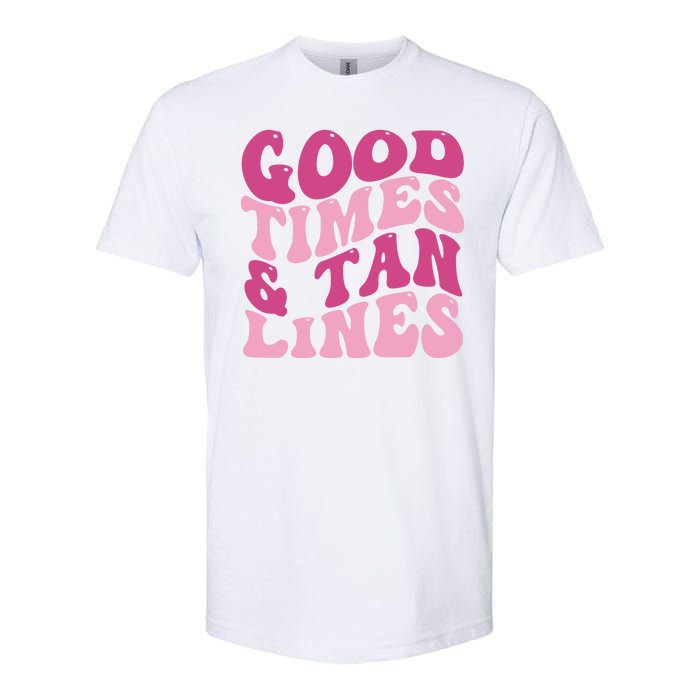 Good Times And Tan Lines Summer Groovy Softstyle CVC T-Shirt