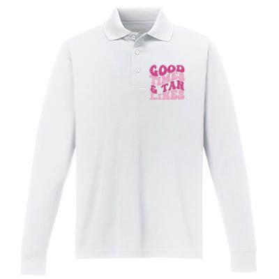 Good Times And Tan Lines Summer Groovy Performance Long Sleeve Polo