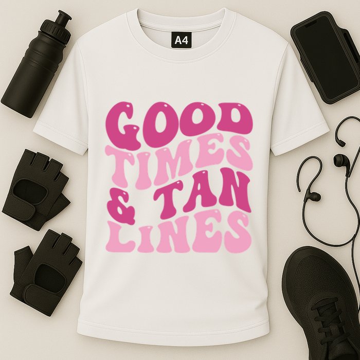 Good Times And Tan Lines Summer Groovy Performance Shirt