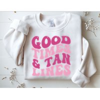 Good Times And Tan Lines Summer Groovy Sweatshirt