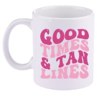 Good Times And Tan Lines Summer Groovy 11oz C Handle Ceramic Mug