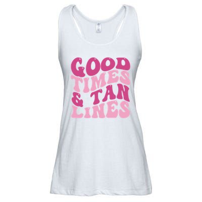 Good Times And Tan Lines Summer Groovy Ladies Essential Flowy Tank