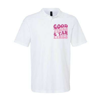 Good Times And Tan Lines Summer Groovy Softstyle Adult Sport Polo