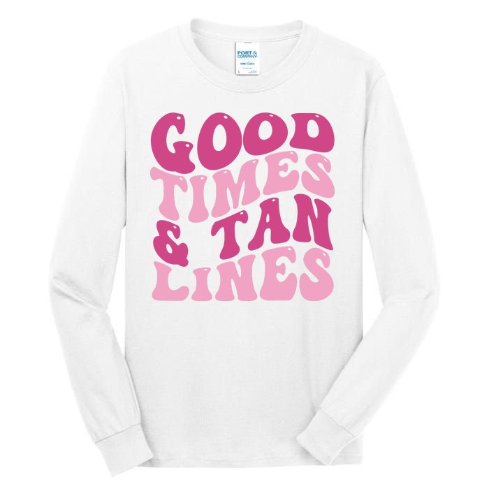 Good Times And Tan Lines Summer Groovy Tall Long Sleeve T-Shirt