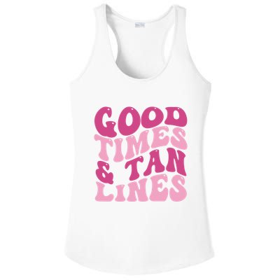 Good Times And Tan Lines Summer Groovy Ladies PosiCharge Competitor Racerback Tank